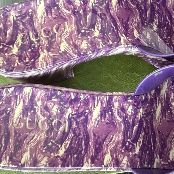 Gucci Purple Marble Slides - Picture 11 of 12